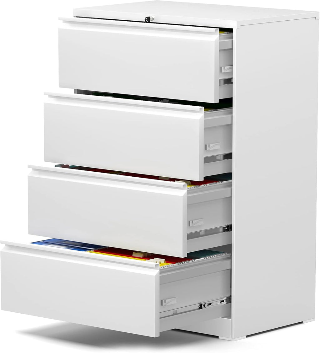 Metal 4 Drawer Lateral File Cabinet, White, 52'' C15099