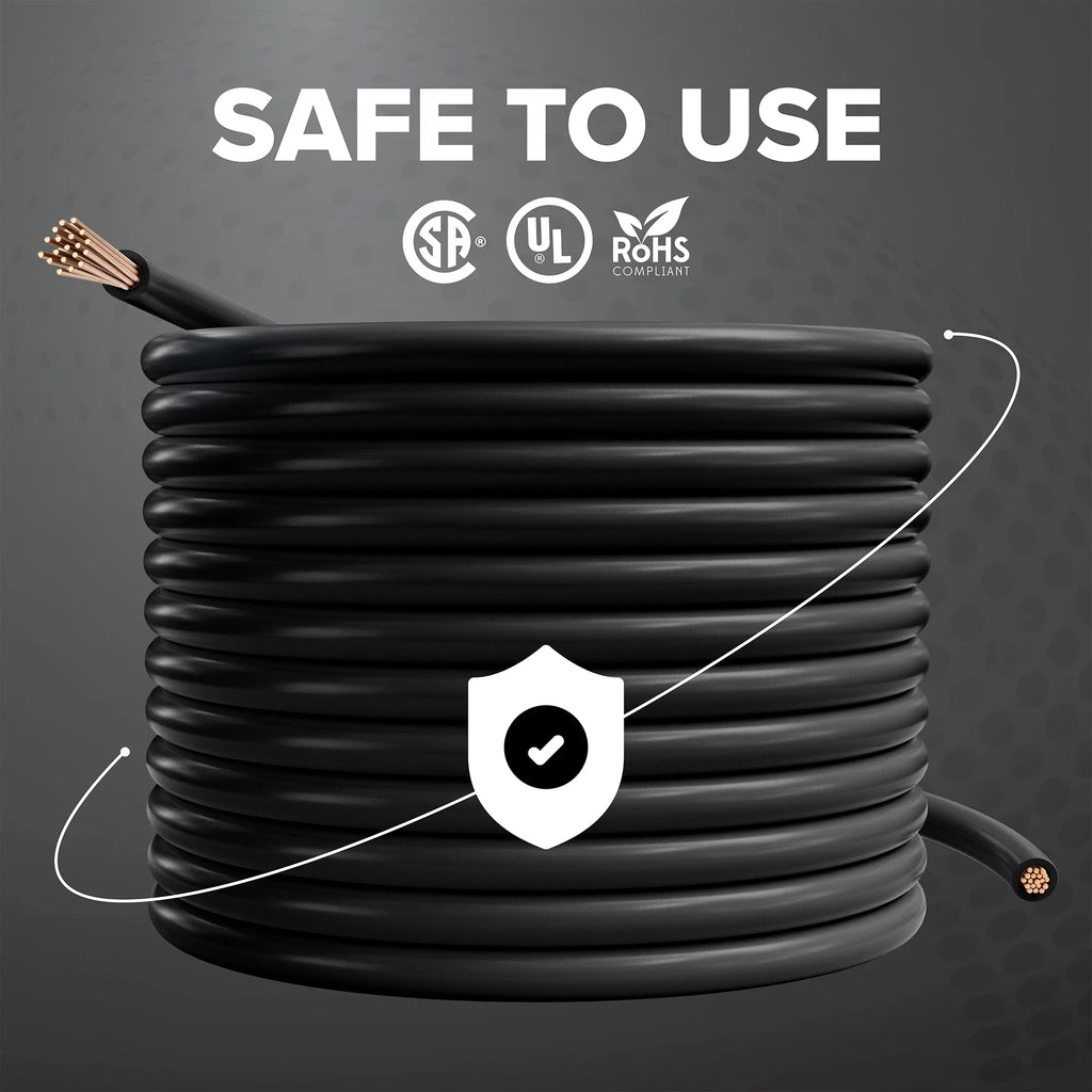50 Feet Insulated Stranded Copper THHN THWN Wire 10 AWG Black O2037