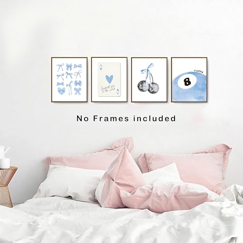 Pink Coquette Preppy Wall Art Prints Set of 4 B426