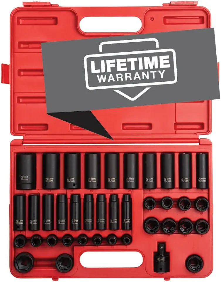 1/2 Inch Drive 39-Piece Impact Socket Set L460314