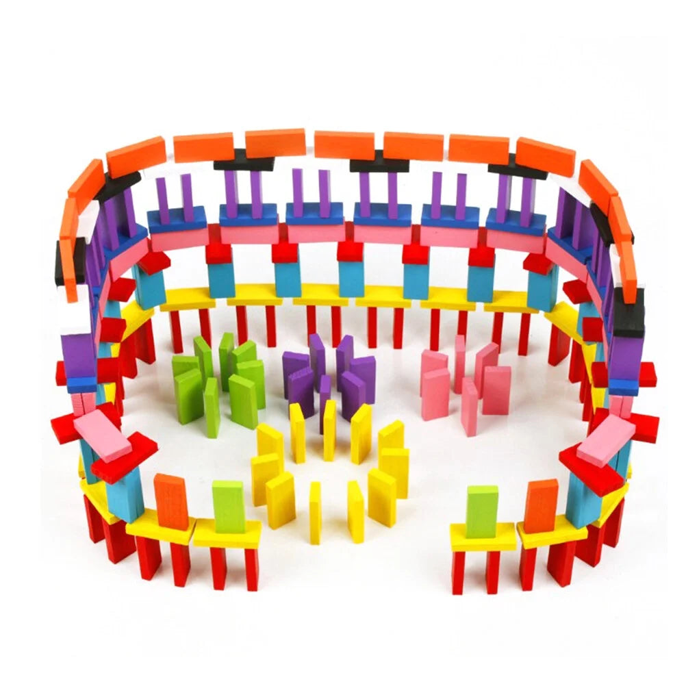120Pcs Wooden Domino Blocks Set with 12 Colors Y2699