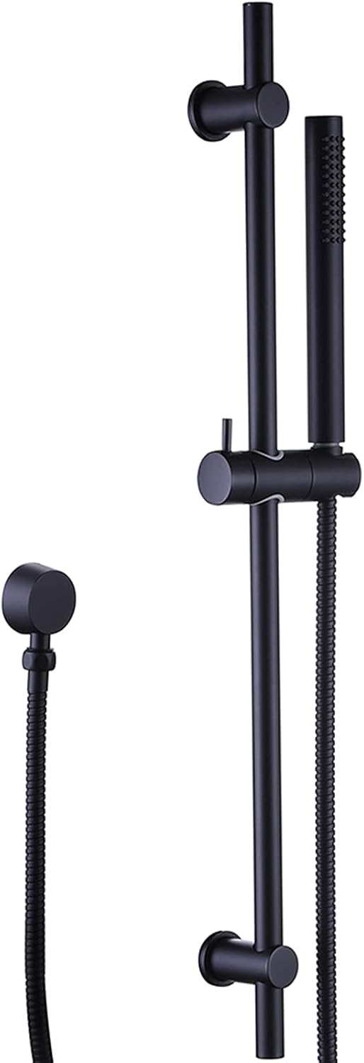Matte Black Wall Mounted Shower Head with Slide Bar Handheld Shower Kit with Hose Adjustable Holder Set B232306