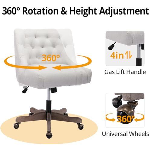 Beige Fabric Upholstered Swivel Office Chair G80999
