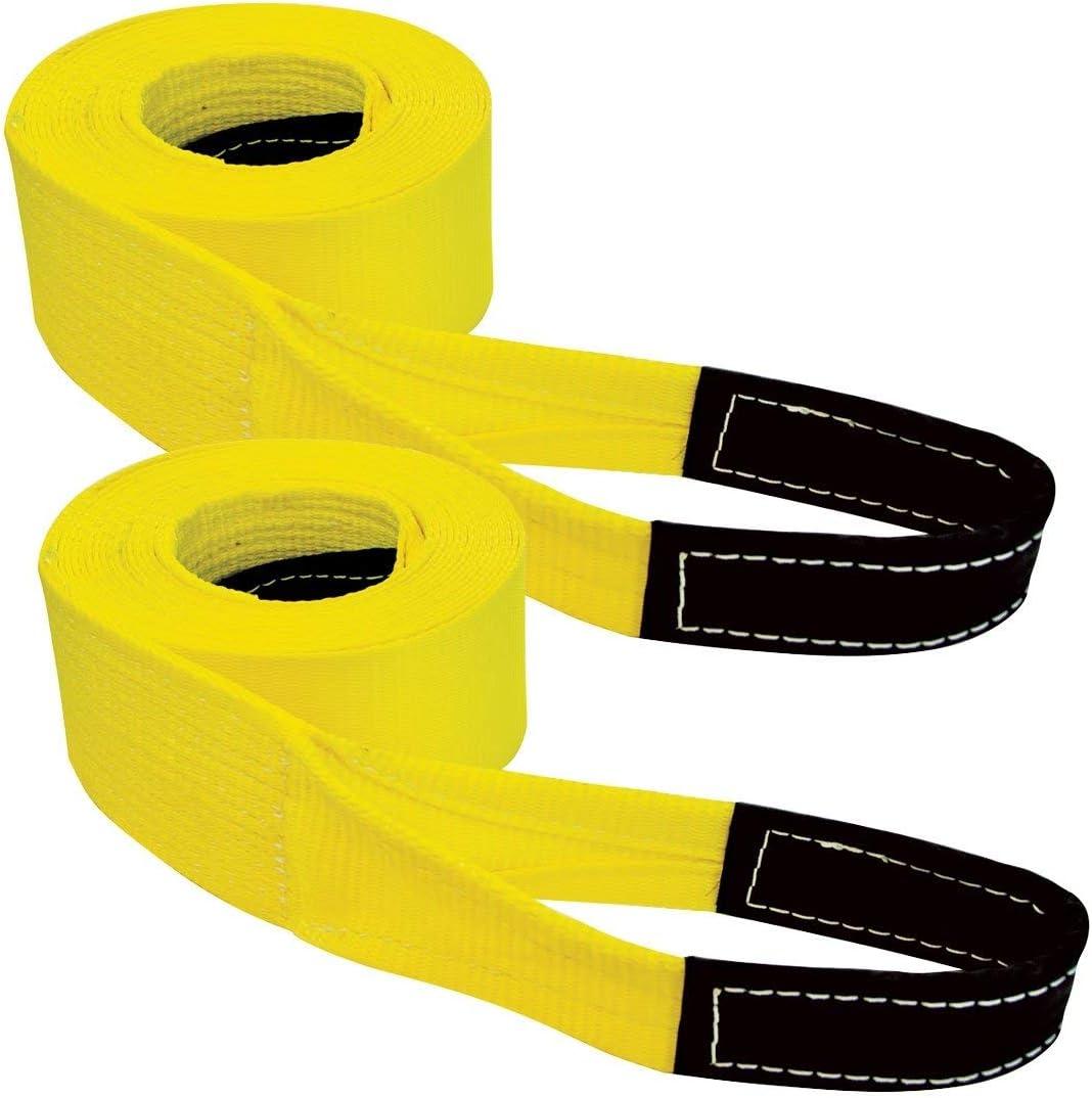 Tow Strap with Reinforced Eyes, 4 Inch x 20 Foot, 2 Pack, 10,000 Pound Towing Capacity H729152