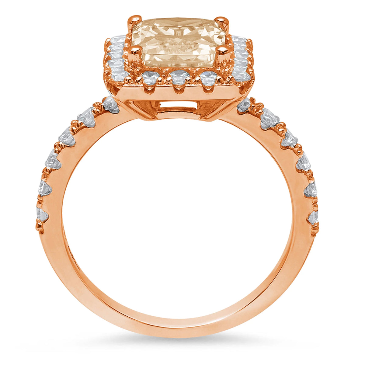 Emerald Cut Brown Morganite Halo Ring F32574