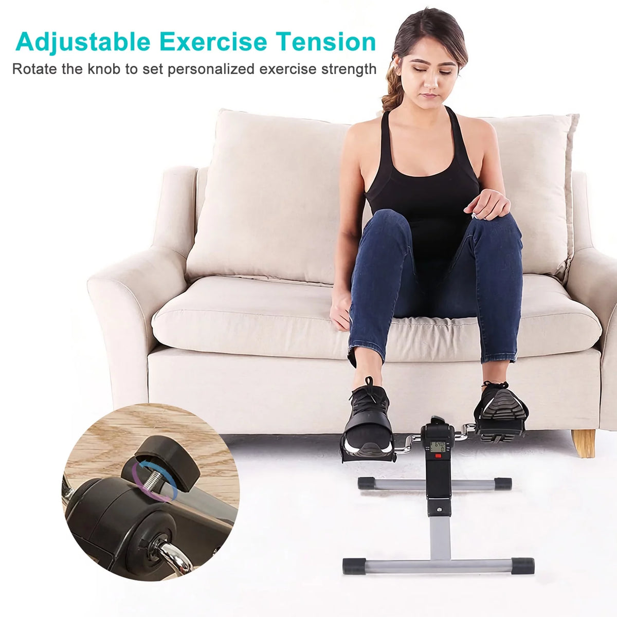 Folding Stationary Exercise Bike LCD Display Black G705563