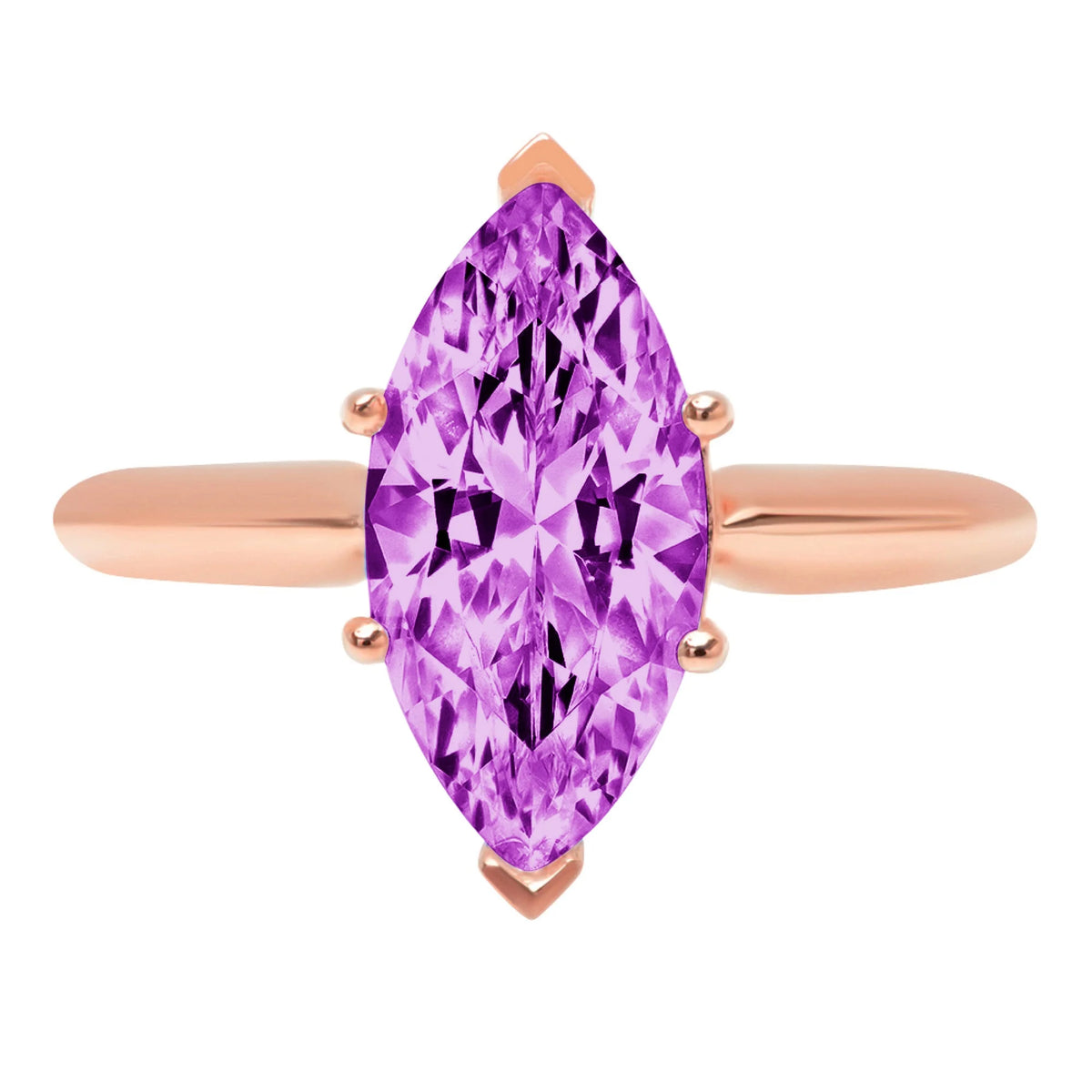 2.5ct Marquise Cut Purple Simulated Alexandrite Pink Rose Gold Ring Size 3.5 G686