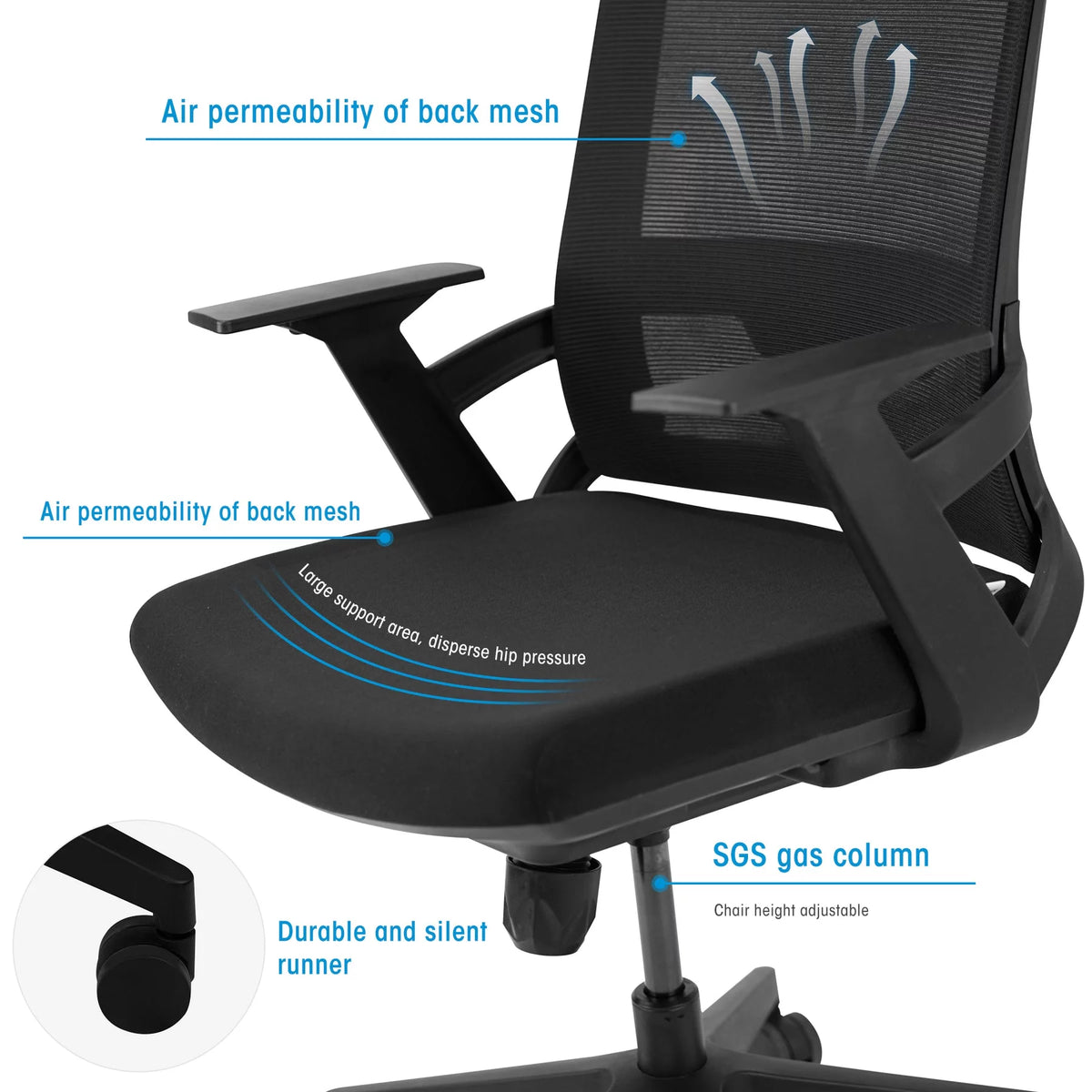 Ergonomic Adjustable High Back Mesh Office Chair with Lumbar Support and Headrest G4938