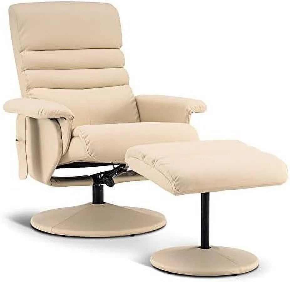 Dark Brown Faux Leather Recliner with Ottoman E452