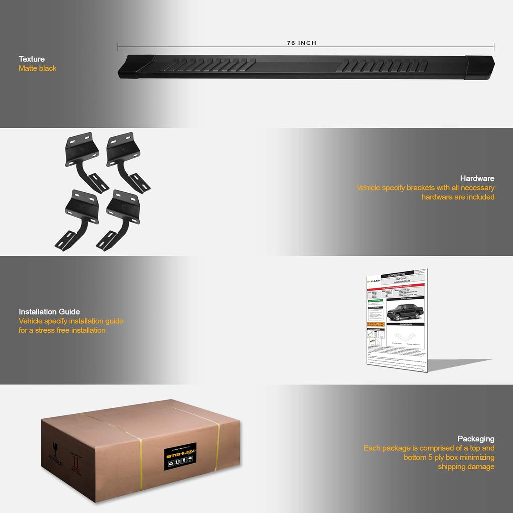 Matte Black Aluminum Running Boards T546
