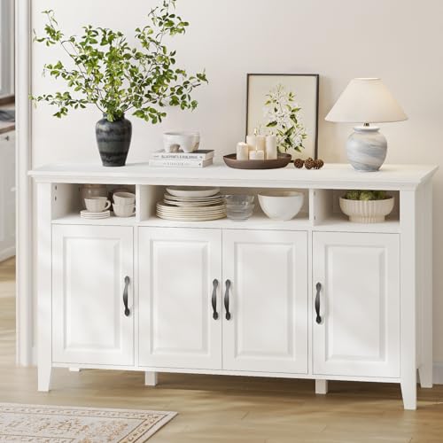 Oak and White Buffet Cabinet with Storage Q950724