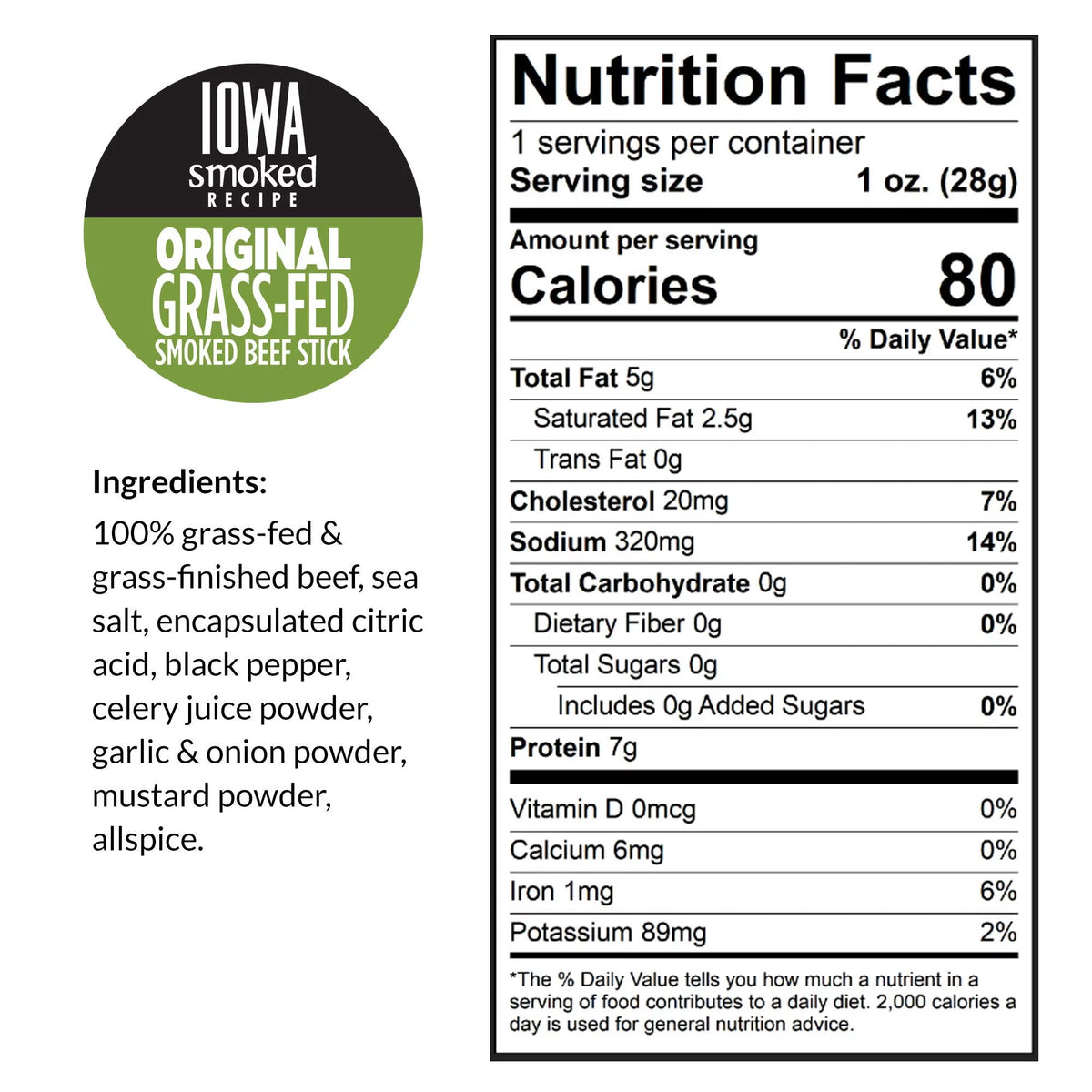 Beef Sticks No Sugar 24 Count 1 oz O16101
