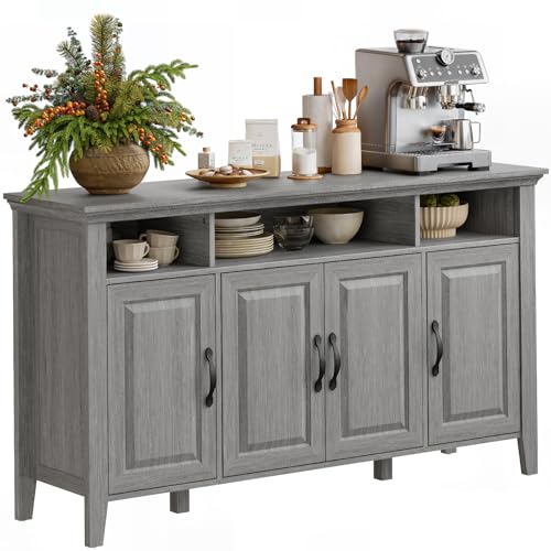 Oak and White Buffet Cabinet with Storage Q950724