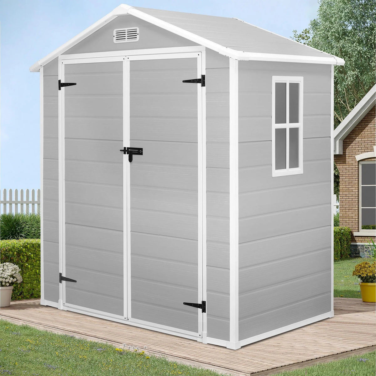 6' x 4.4' Plastic Outdoor Storage Shed with Reinforced Floor I6653