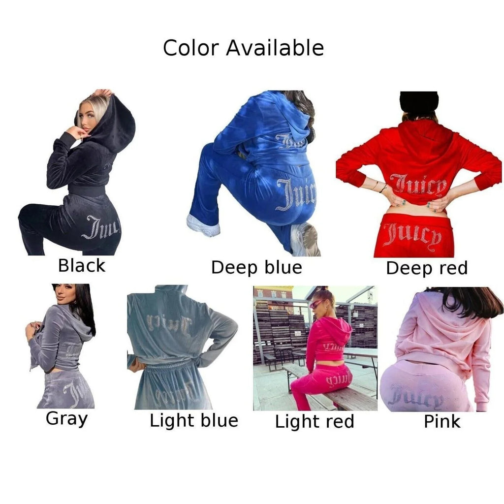 Velour 2-Piece Hoodie Tracksuit Set C2995