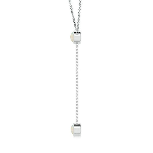 14K White Gold Opal Pendant Necklace K44247