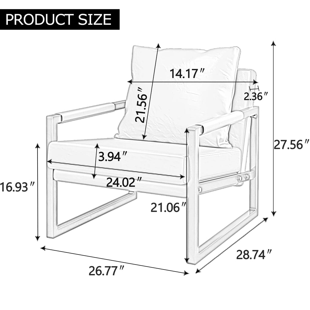 Black PU Leather Accent Chair Set of 2 with Metal Frame Z897