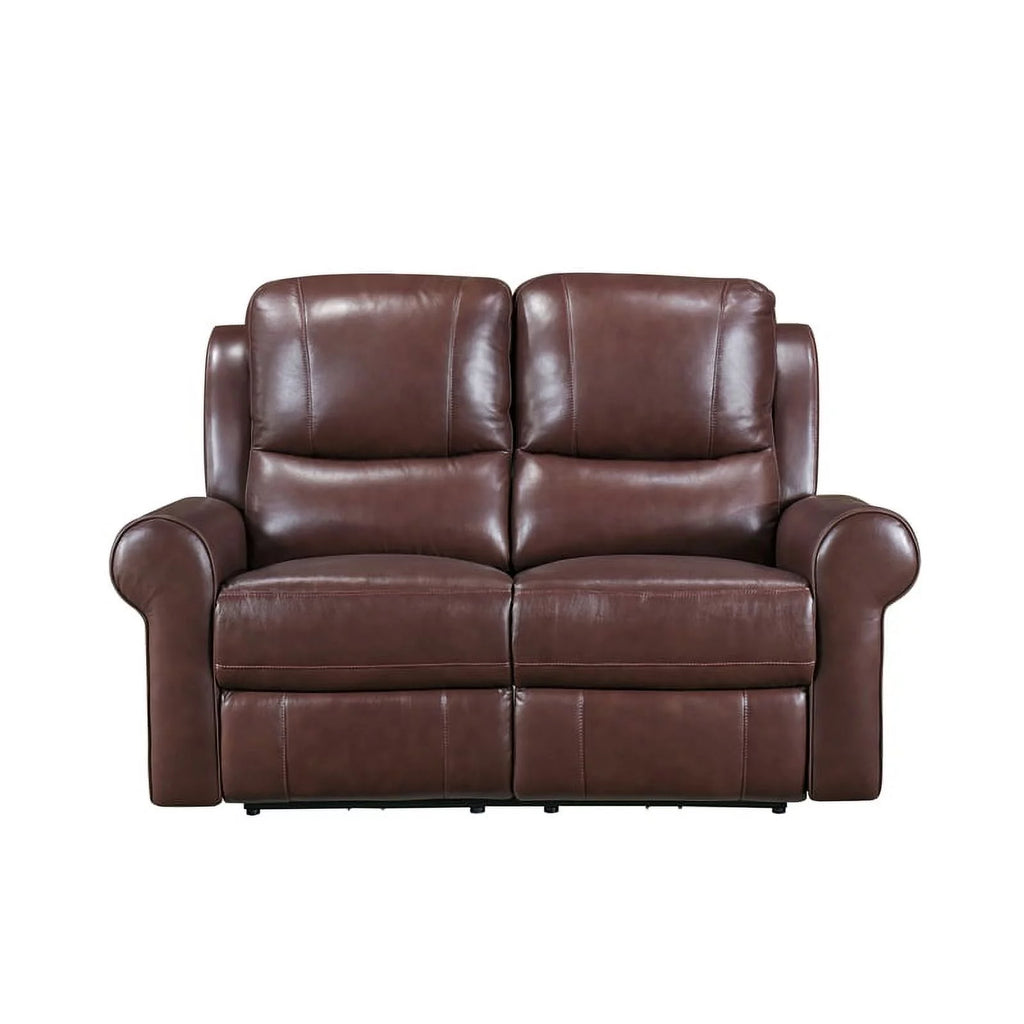 Brown Leather Match Power Double Reclining Love Seat M82659