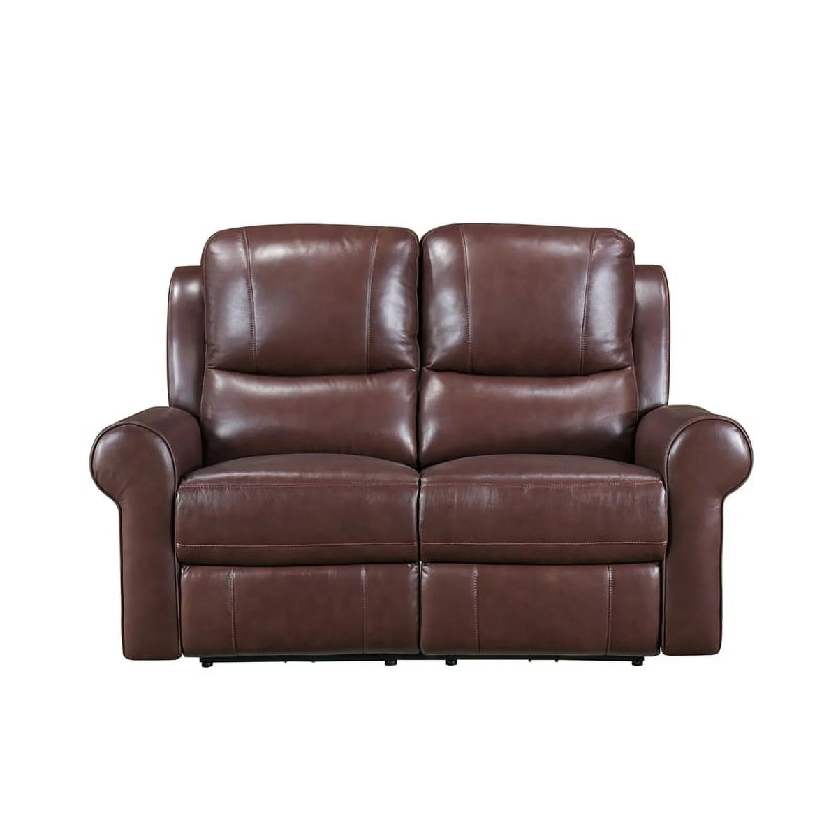 Brown Leather Match Power Double Reclining Love Seat M82659