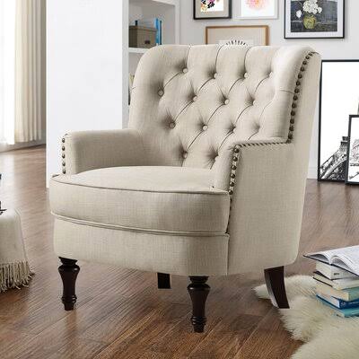 Beige Linen Tufted Armchair G2269