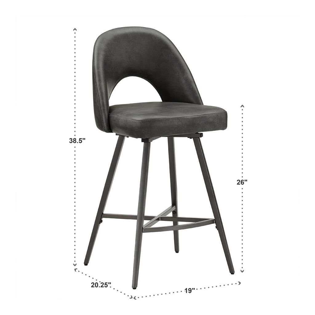 24" Metal Swivel Counter Stools, Set of 2, Dark Grey W2916