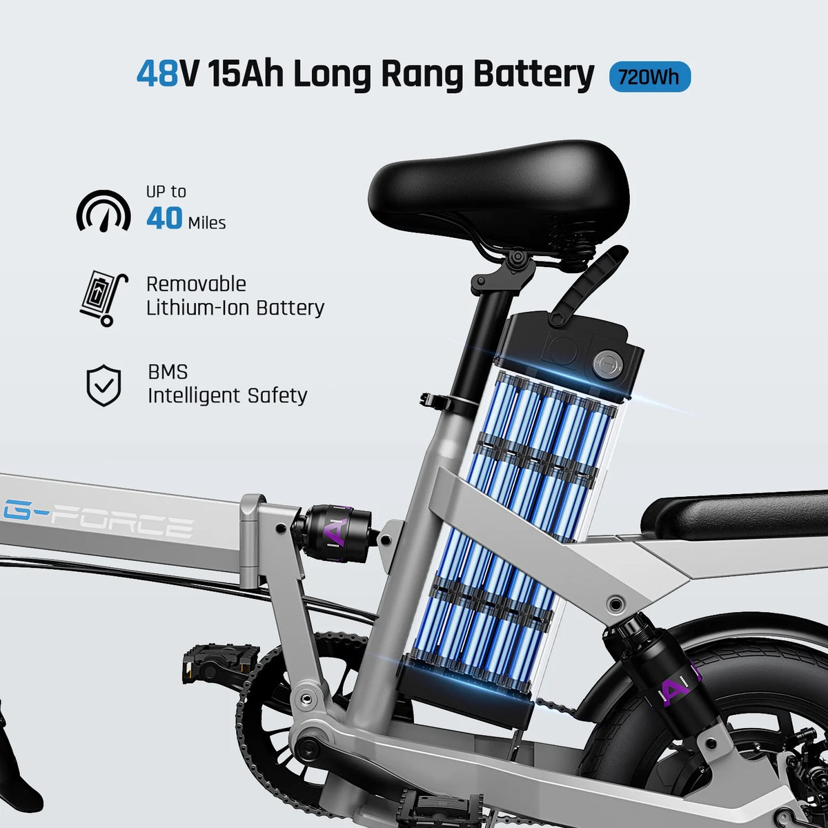 Folding 400W 48V 15Ah Electric Bike with Rear Shelf F3819