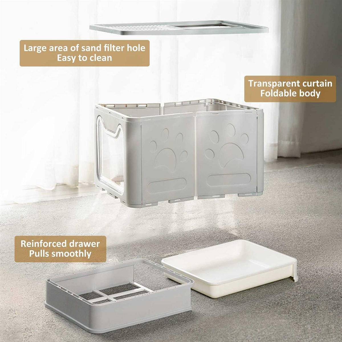 Foldable Cat Litter Box with Lid P43275