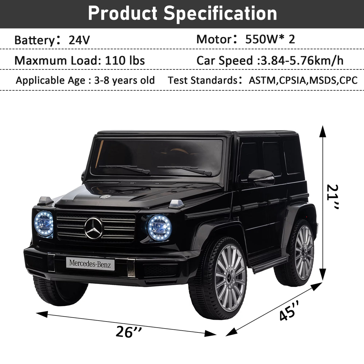 Black 24V Kids Ride on Electric Car B8749