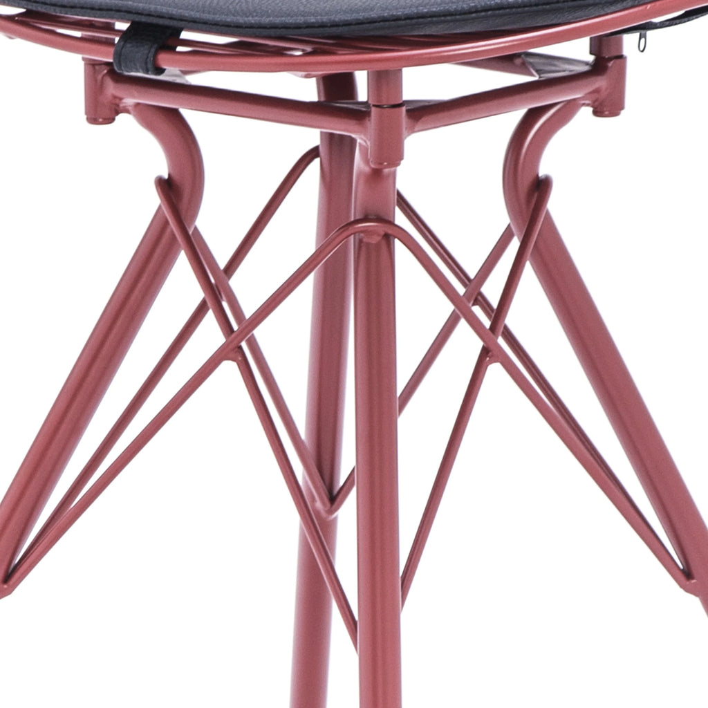 Dark Red 30 Inch Faux Leather Metal Barstool Set of 2 I213