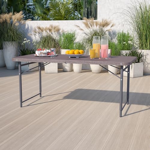 6' White Rectangular Plastic Folding Table J790