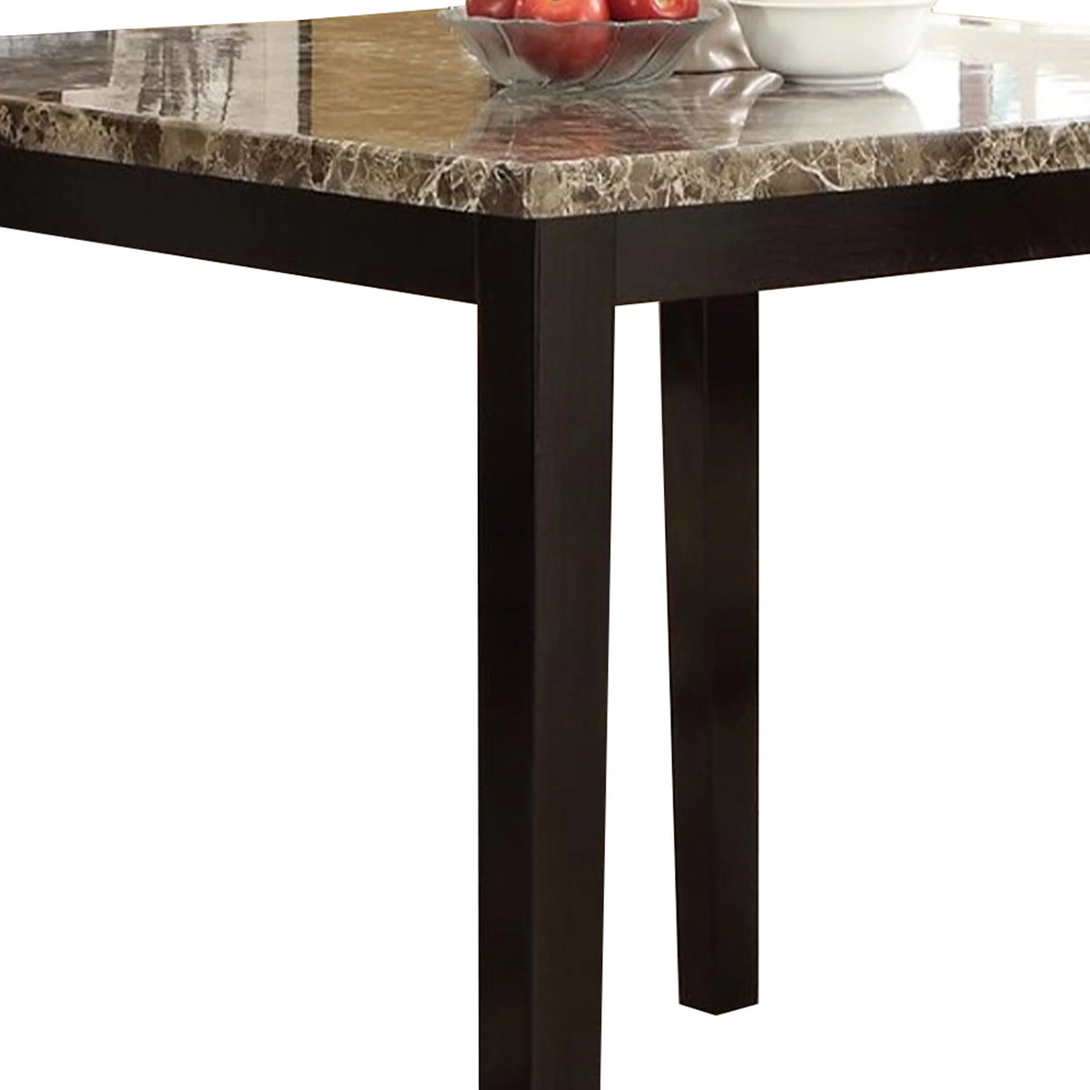 Wooden High Table Faux Marble Top Brown A690865