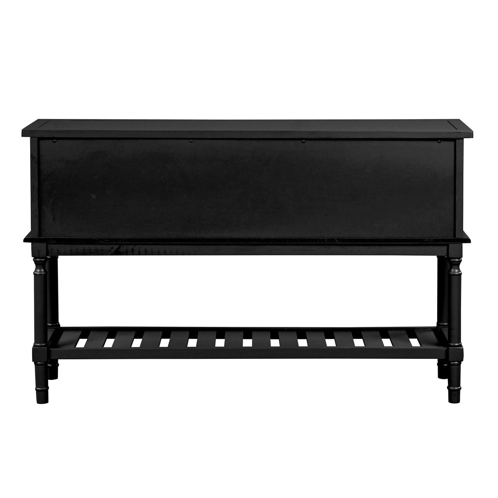 Black Light Green Pine Console Table with 2 Drawer and Cabinet and Shelf C363