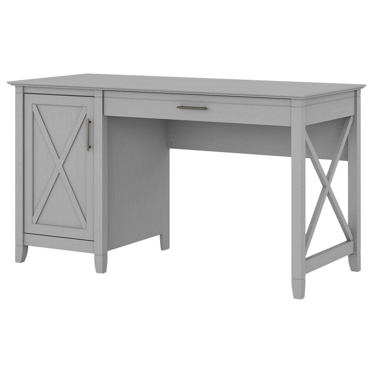 Cape Cod Gray Computer Desk with Keyboard Tray and Storage U486