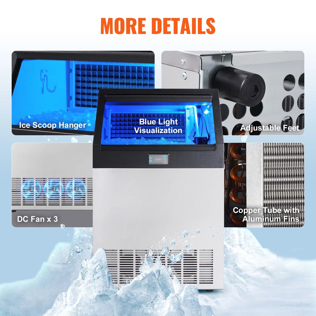 265lbs/24H Freestanding Ice Maker Cabinet Machine M7877