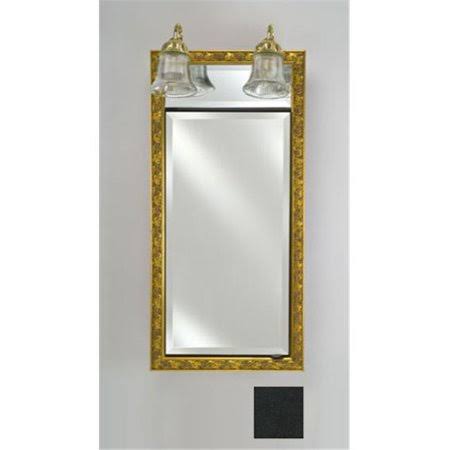 17 in. x 34 in. Recessed Single Door Cabinet with Lights Black Y22553