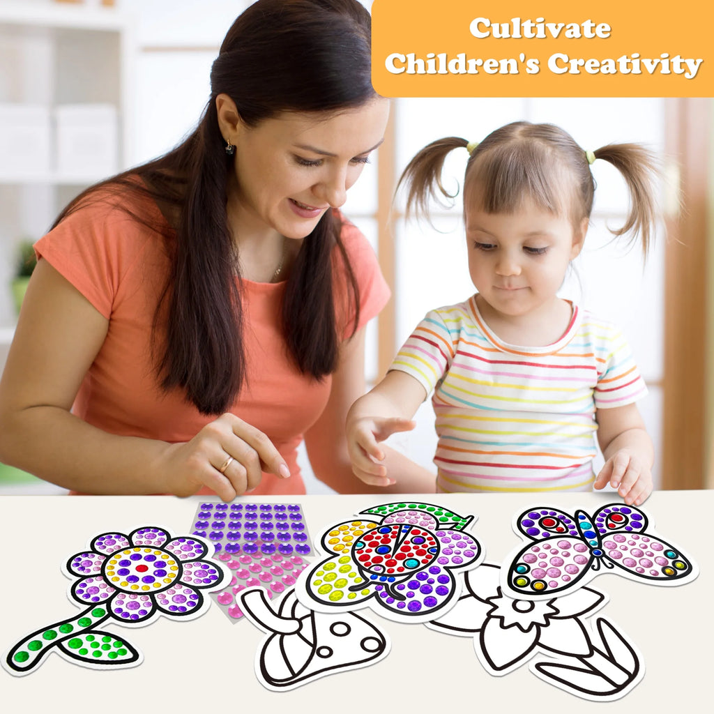 6 Sheets Gem Art Diamond Painting Kits for Kids E842