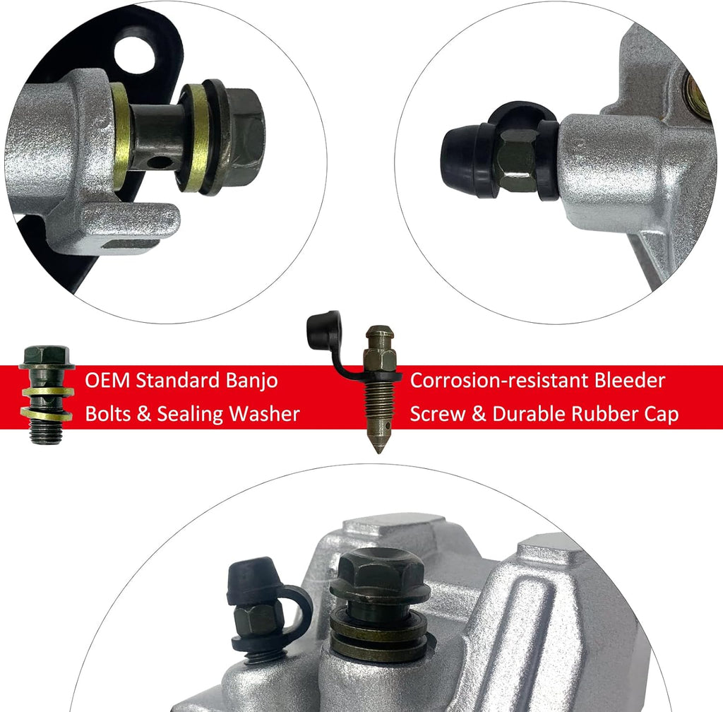 Front Left Right & Rear Brake Calipers for Yamaha Raptor 350 YFM350 2004-2013 Raptor 125 YFM125 2011-2013 Pack of 2 A25027