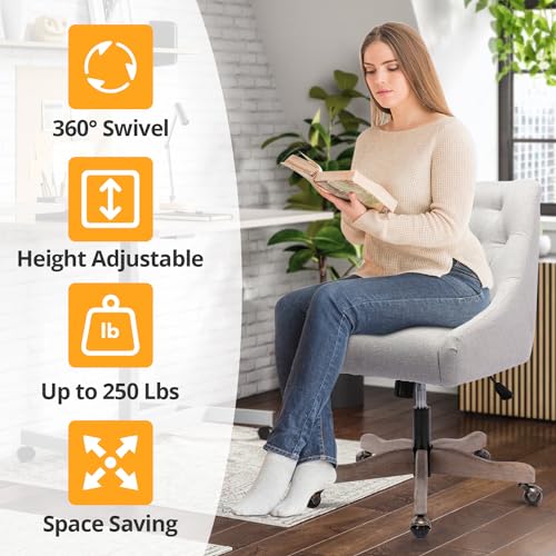 Beige Fabric Upholstered Swivel Office Chair G80999
