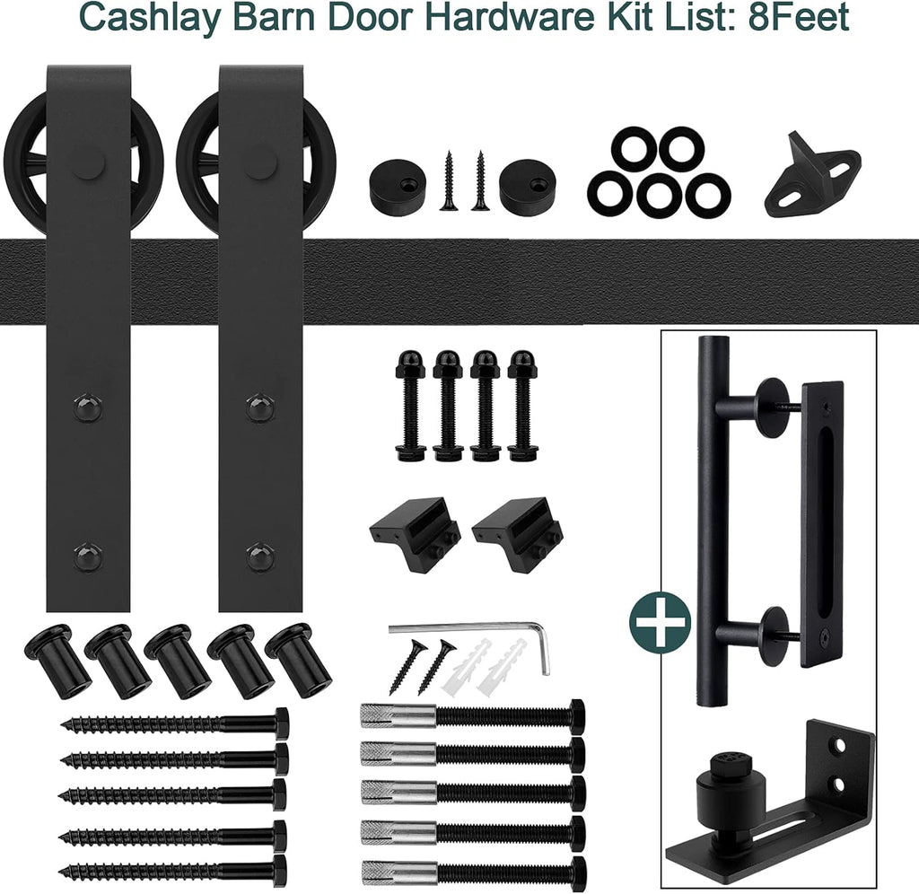 8FT Heavy Duty Sliding Door Hardware with 12 Handle & Floor Guide K971195