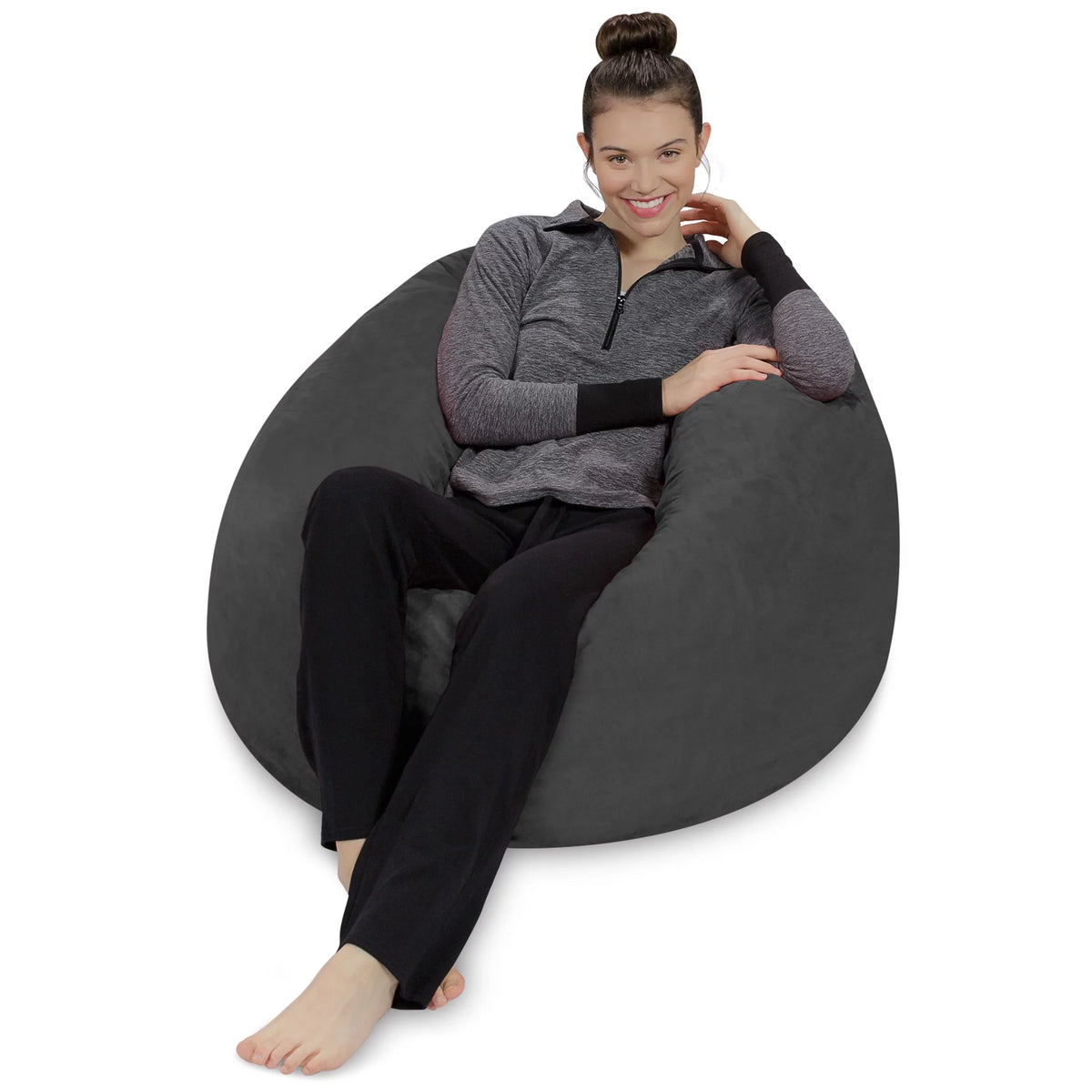 Charcoal 3 ft Memory Foam Bean Bag Chair D469674