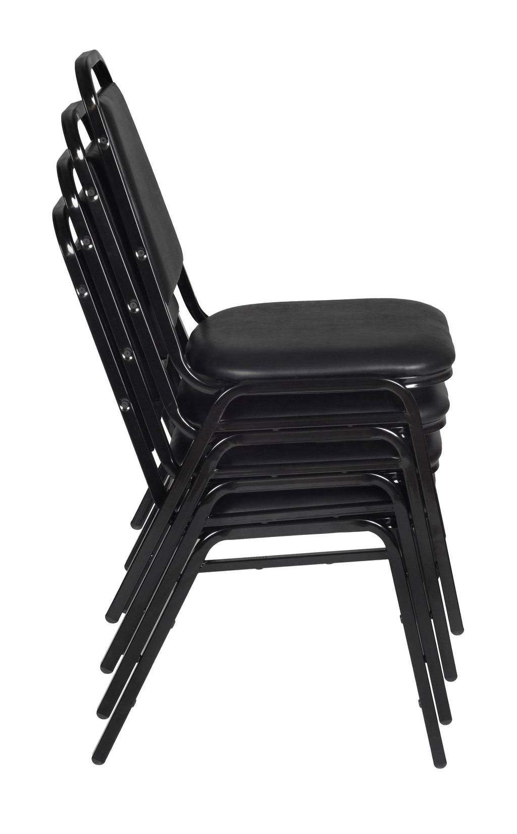 Maple Round Breakroom Table and 4 Black Stack Chairs K651081