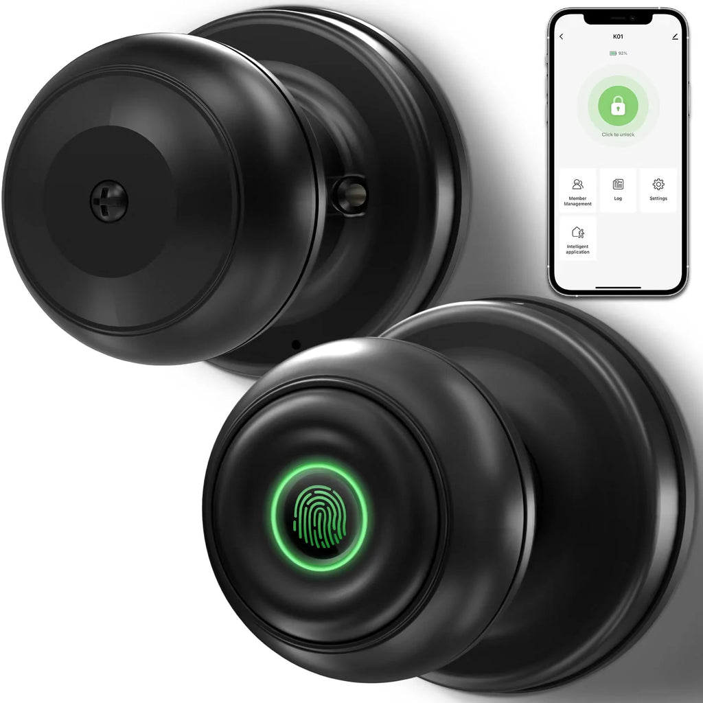 Smart Fingerprint Door Lock with App Control, Black Y5583