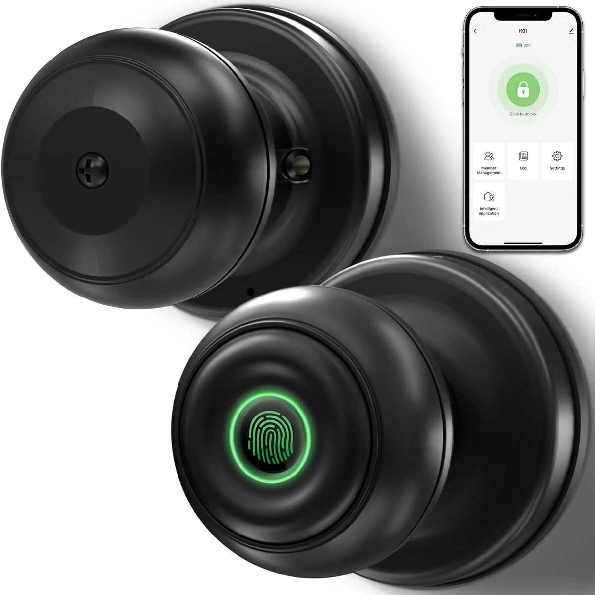 Smart Fingerprint Door Lock with App Control, Black Y5583