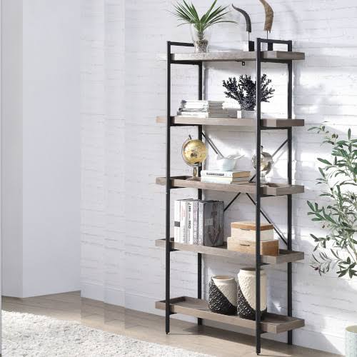 Gray Oak Black Bookshelf K70689