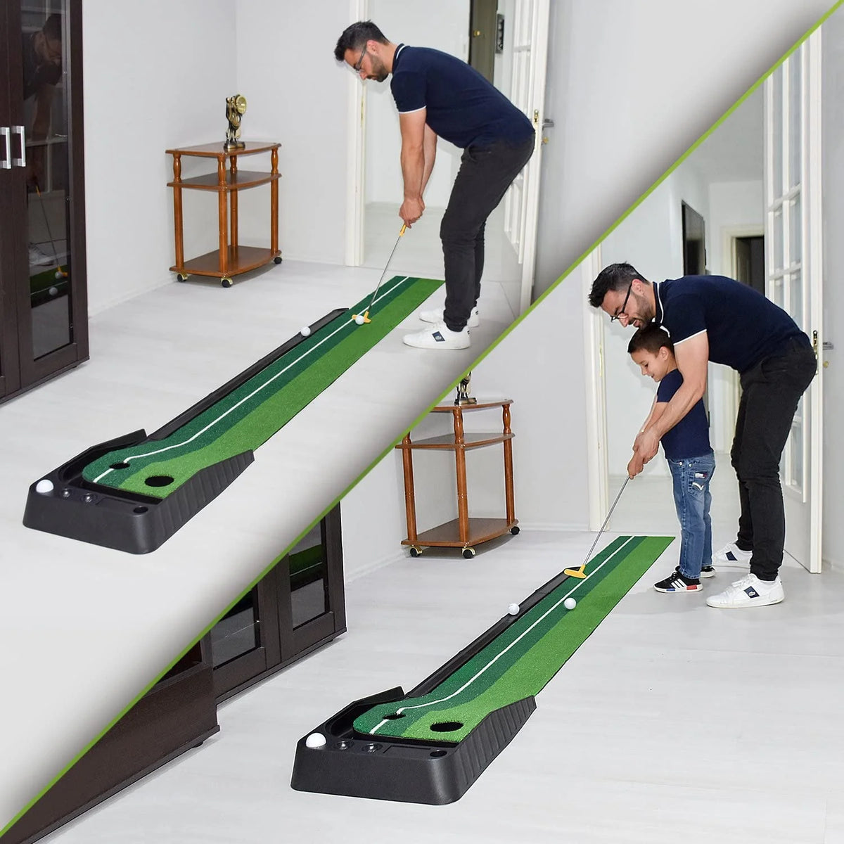 Indoor Golf Putting Practice Mat with Auto Ball Return D734