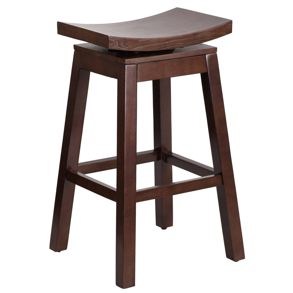 Cappuccino Brown Rustic Barstool with Curved Saddle Seat K3238