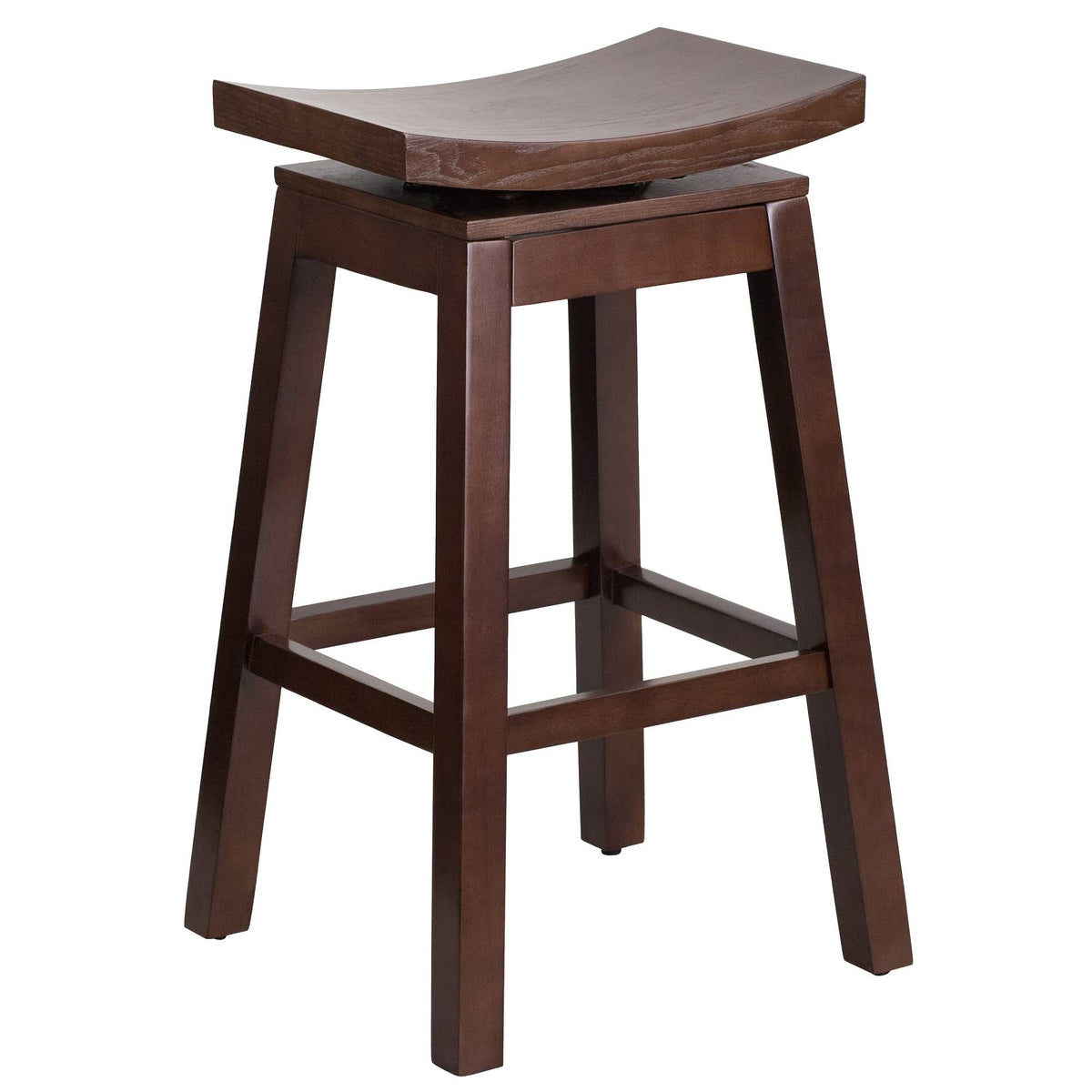 Cappuccino Brown Rustic Barstool with Curved Saddle Seat K3238