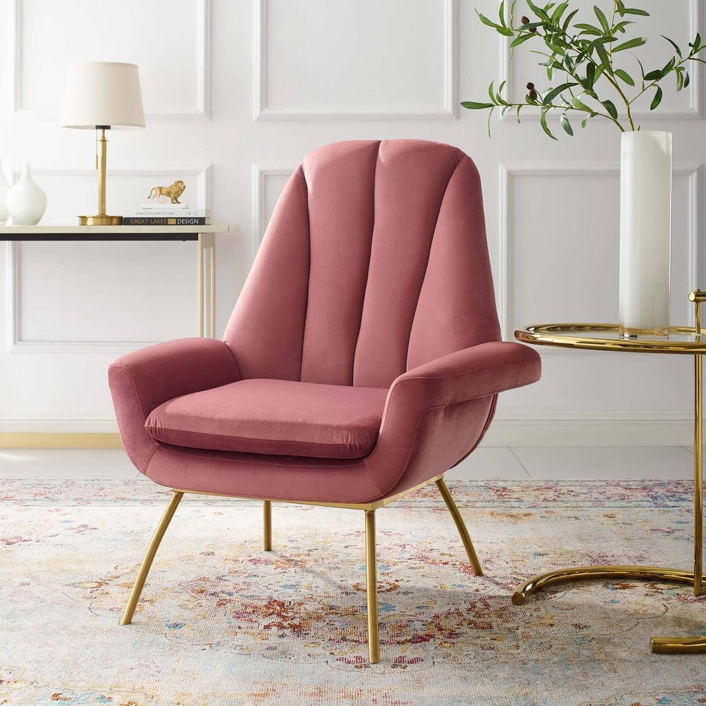Dusty Rose Velvet Accent Armchair E458