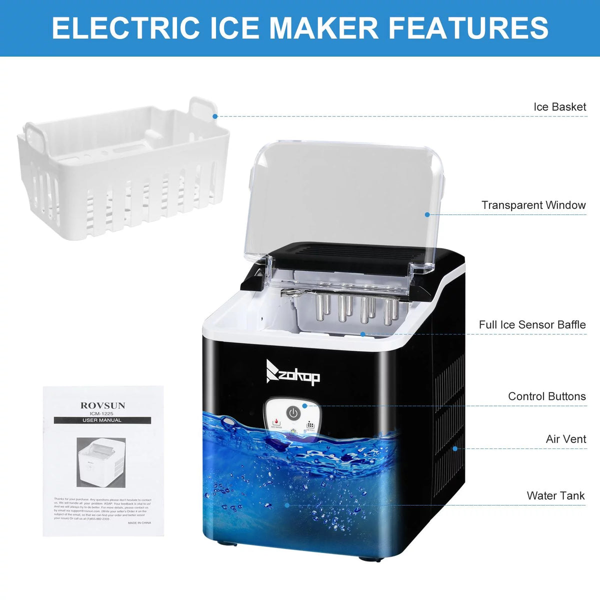 Countertop Portable Electric Ice Maker 26Lbs/24H Black M648735