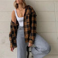Multi Colored Cotton Plaid Flannel Shacket B73687